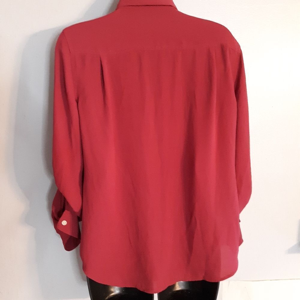 Loft red lightweight button down blouse - Picture 3 of 4